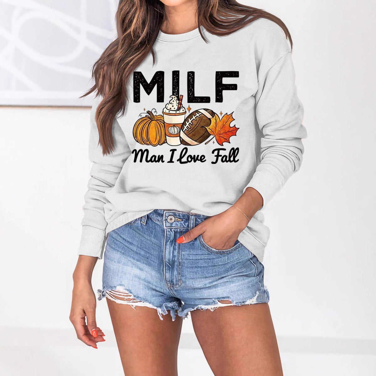 Damen Sweatshirt Herbstmotiv Inspirierender Schriftzug Norvielle