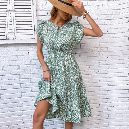 Damen Sommerkleid Rüschendetails Florales Muster Blumen Norvielle