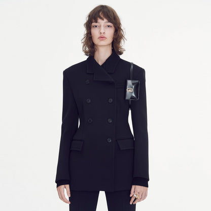 Damen Blazer Doppelter Knopf Norvielle Schwarz - Norvielle