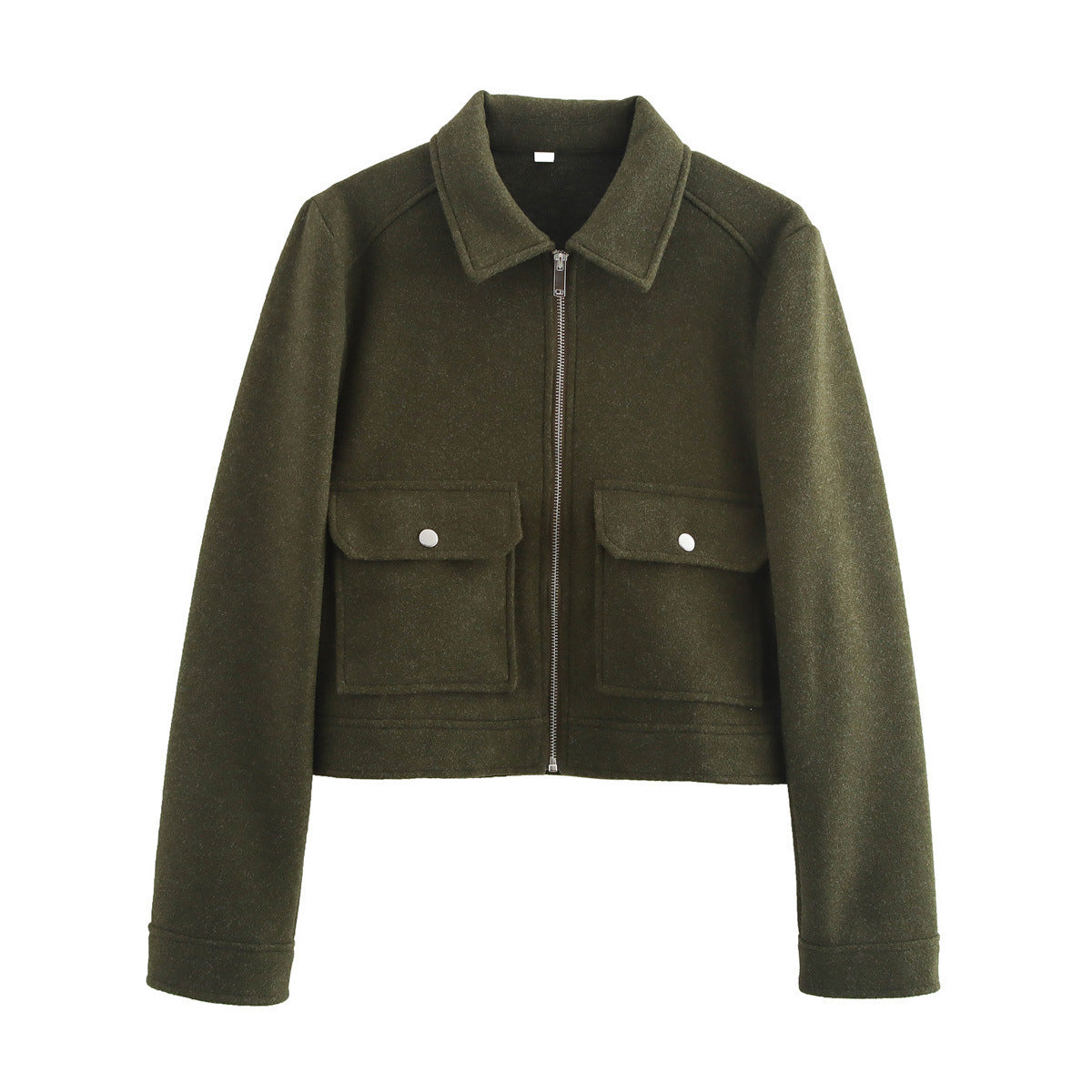 Damen Kurzjacke Lässiger Schnitt Baumwolle Praktische Taschen