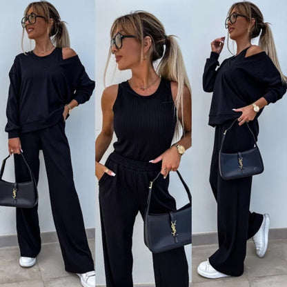 Damen Loungewear Set Oversized Pullover Weite Hose Norvielle