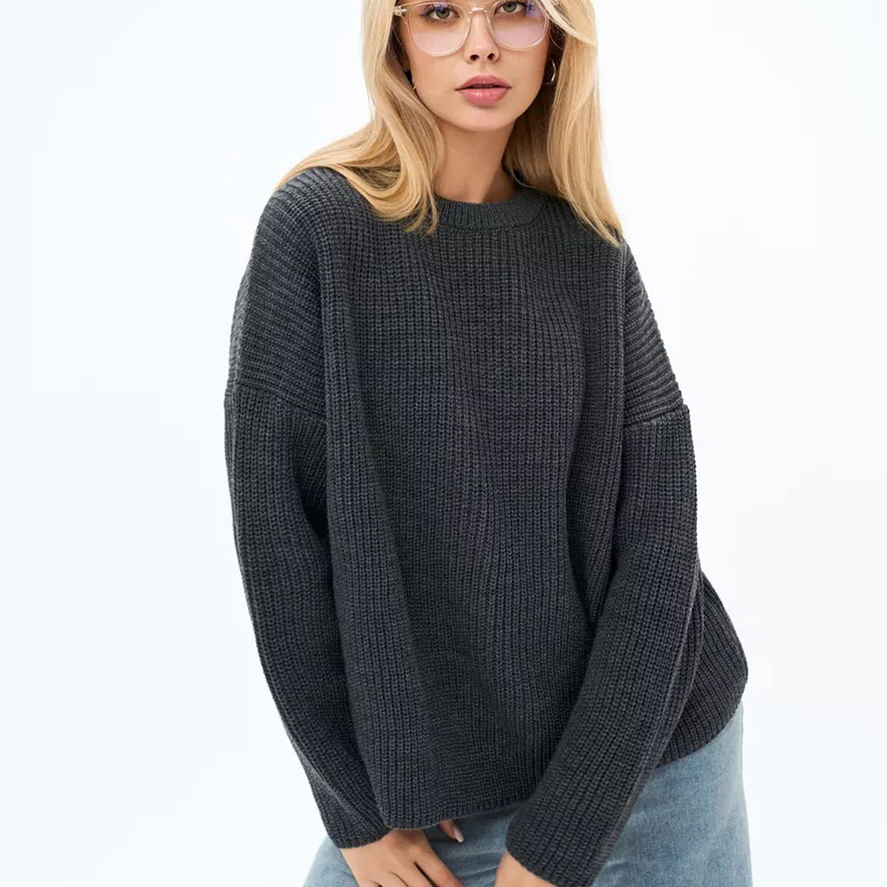 Damen Grobstrickpullover Locker Passform Strukturiert Norvielle - Norvielle