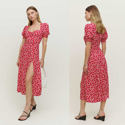 Damen Maxikleid mit Volantärmeln und seitlichem Schlitz - Norvielle
