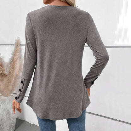 Damen Tunika Asymmetrisch Knopfleiste Norvielle