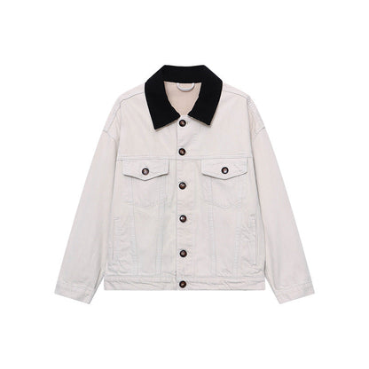 Damen Jeansjacke Mit Kontrastkragen Und Taschen