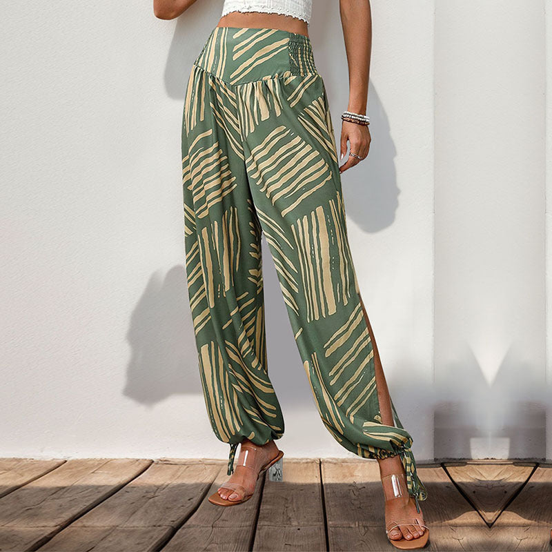 Damen Palazzo-Hose Weit Elastischer Bund