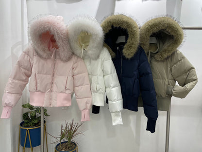 Damen Winterjacke Leicht Gesteppt Abnehmbare Kapuze