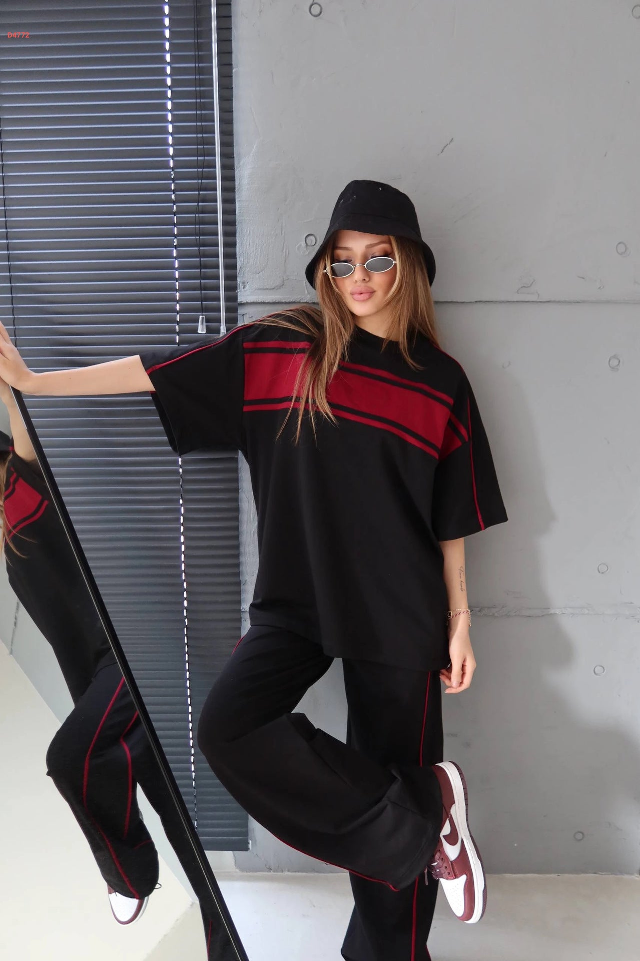 Damen Sportanzug-Set Weites Design Kontraststreifen