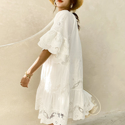 Damen Sommerkleid Spitzenverzierungen Norvielle