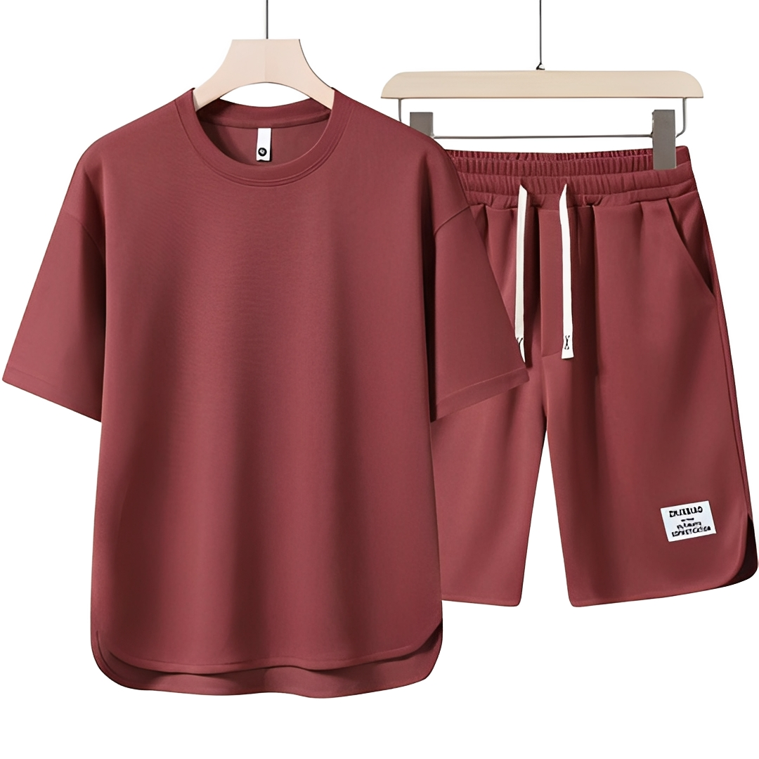 Herren Sommer Set Lässig Baumwolle Beige