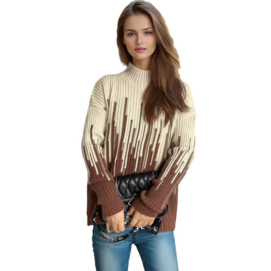 Damen Pulli Strukturiertes Zopfmuster Multifarben