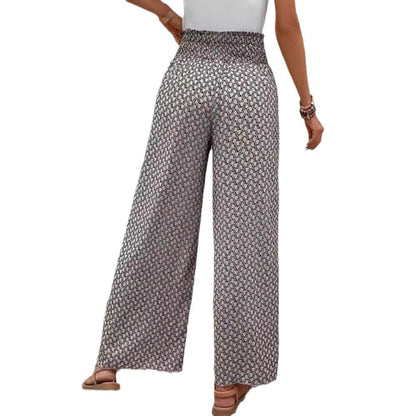 Damen Weite Hochbundhose Elastisch Grafisches Muster