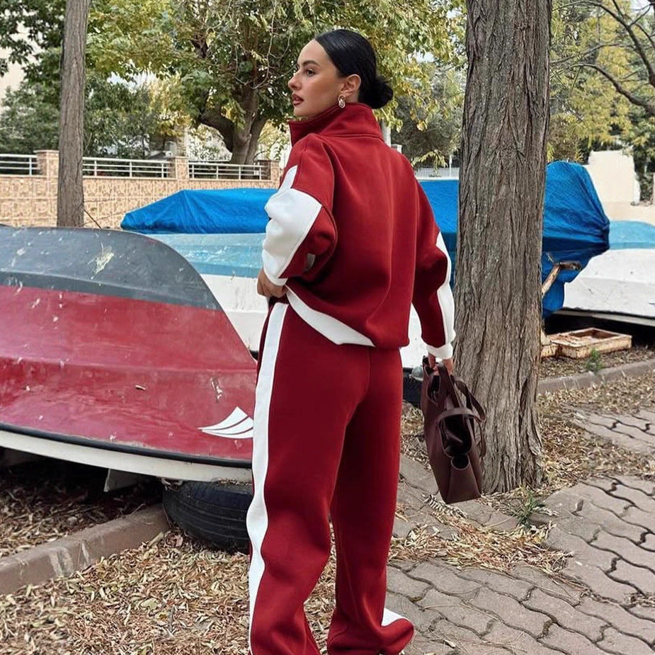 Damen Sportset Hochgeschlossener Kragen Weite Hose Norvielle