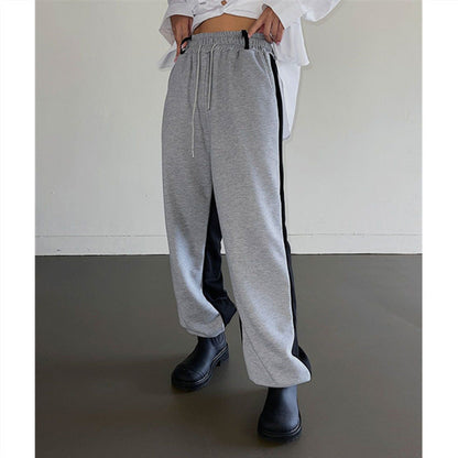 Damen Freizeithose Sportlich Mit Farbdetails Schwarz - Norvielle