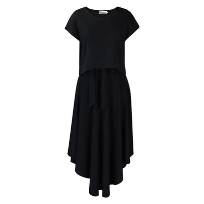 Damenkleid Asymmetrischer Schnitt Dekorativer Gürtel Norvielle