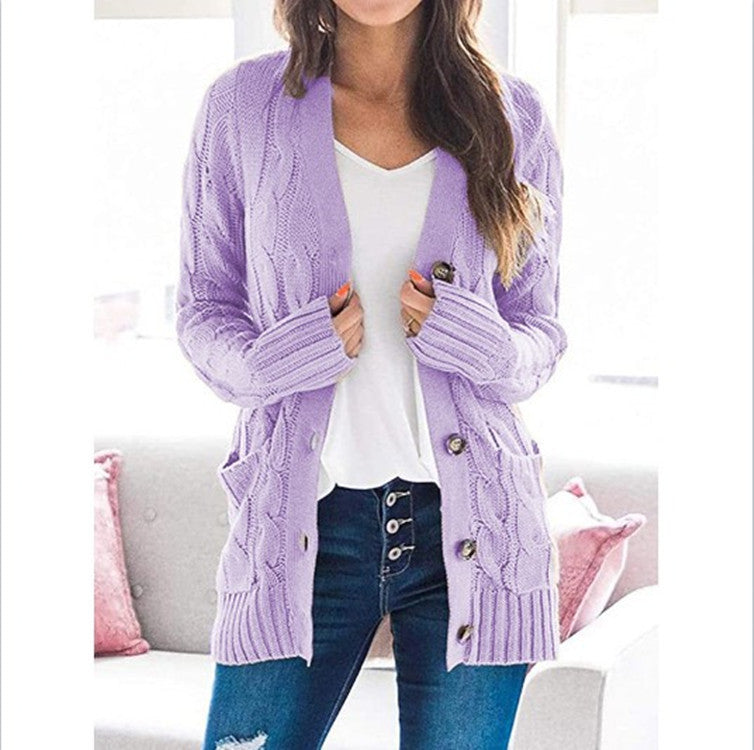 Damen Strickjacke Norvielle mit Zopfmuster und Taschen