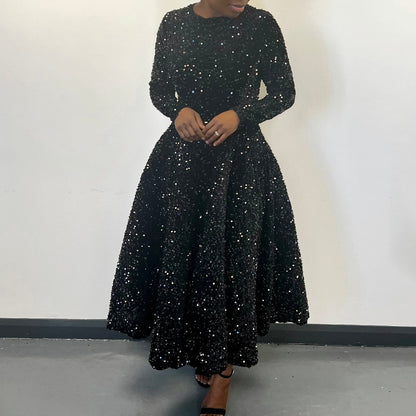 Damen Abendkleid Lang Glitzernd