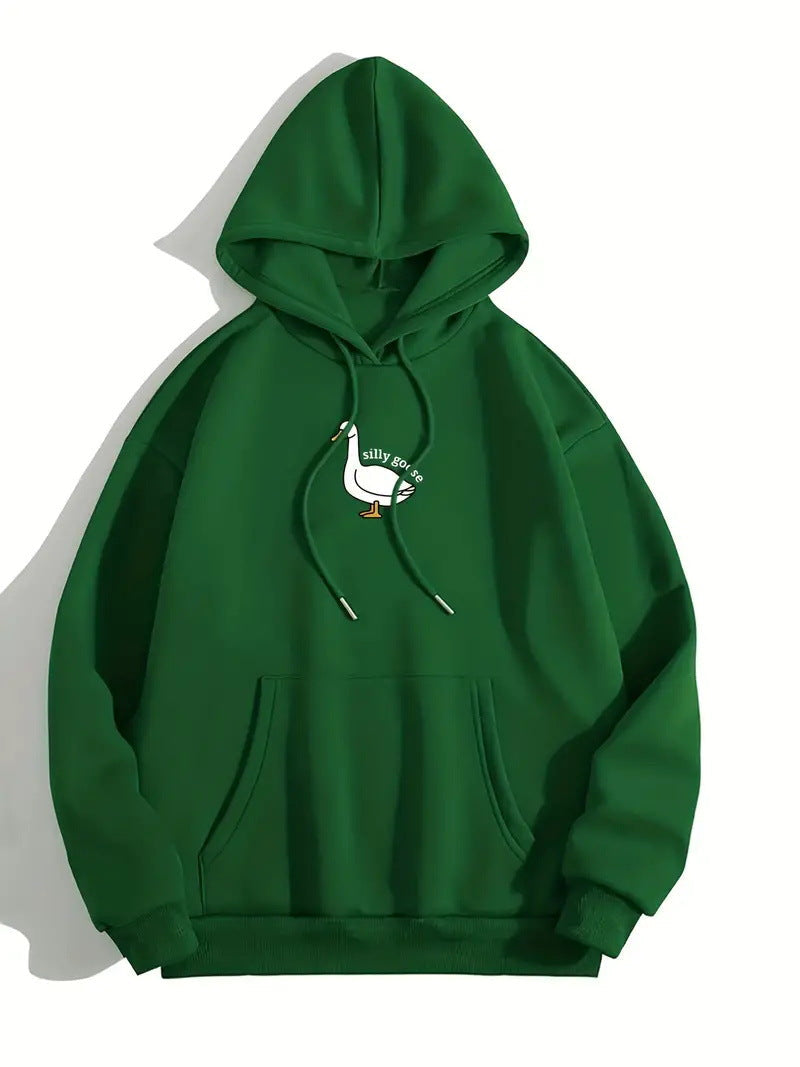 Damen Kapuzenpullover Gänsemotiv Weiches Fleece Innen Norvielle