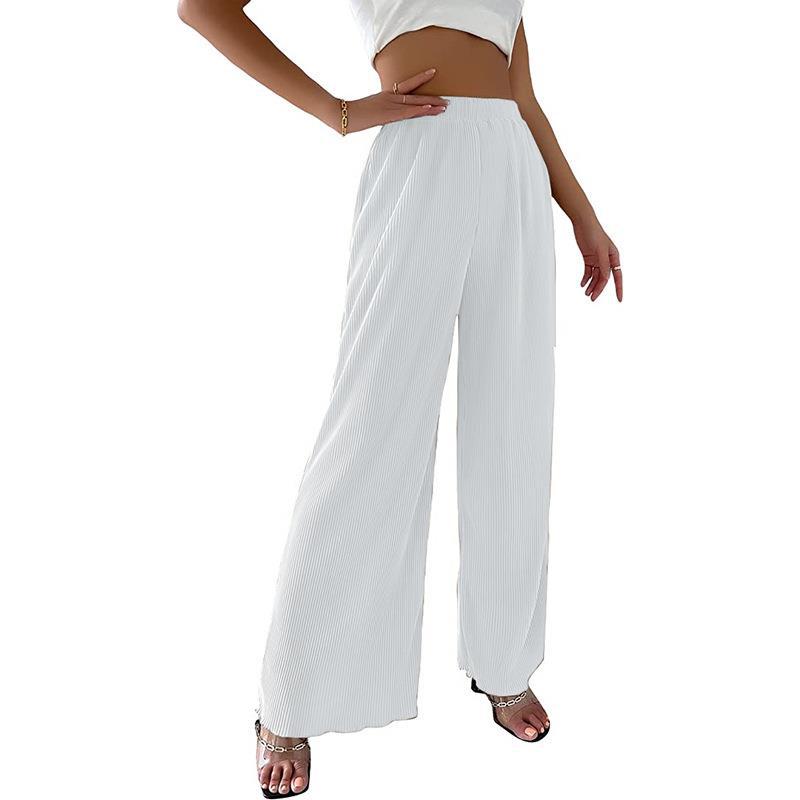 Damen Plissee-Hose Weites Bein Elastischer Bund Norvielle