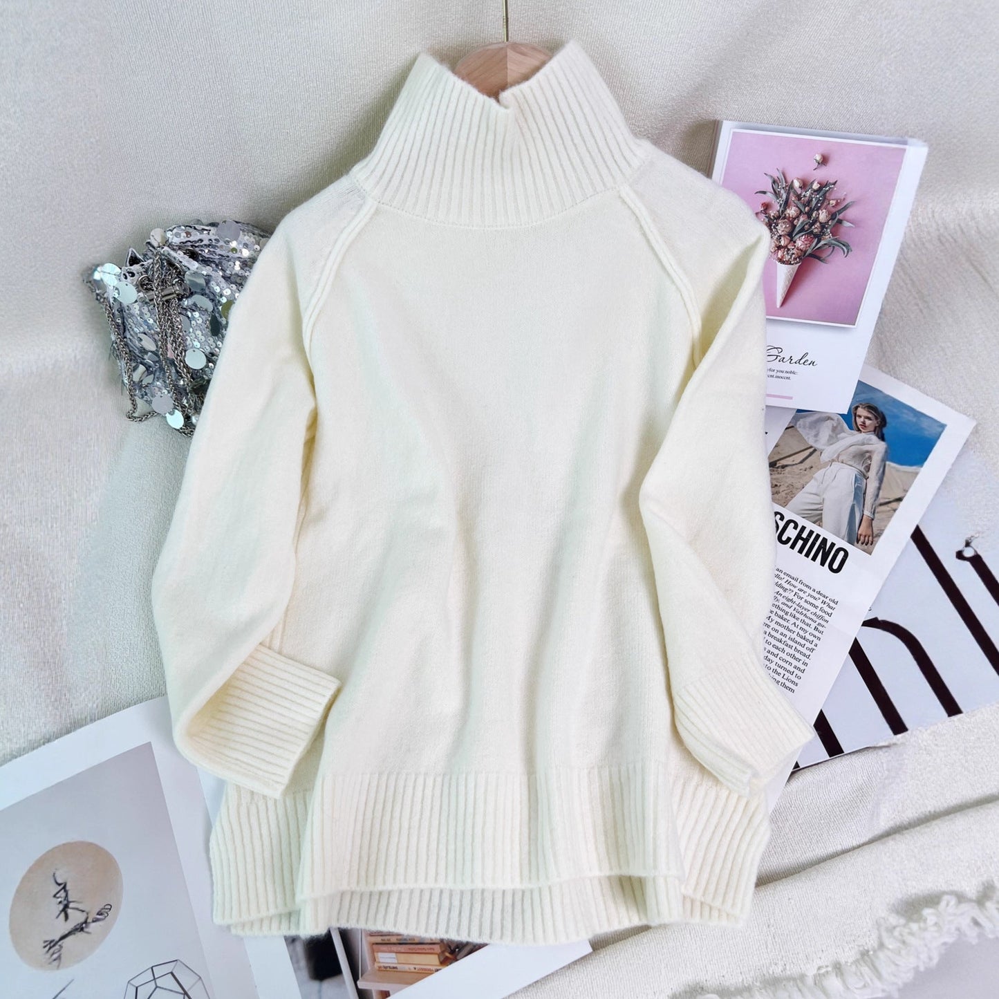 Damen Oversized Pullover Strukturiert Stehkragen Norvielle - Norvielle