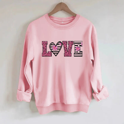 Damen Sweatshirt Leopardenherz-Design Baumwolle Komfortschnitt - Norvielle