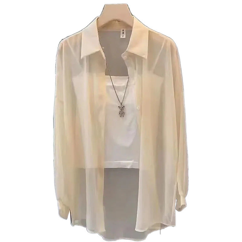 Damen Tunika Transparent Knopf-Down Norvielle