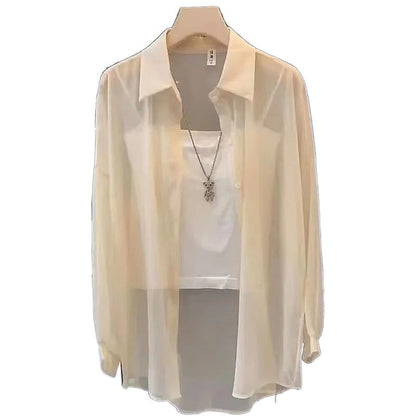 Damen Tunika Transparent Knopf-Down Norvielle