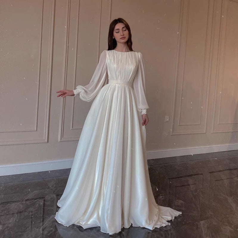 Damen Maxi-Kleid Langärmlig Spitze