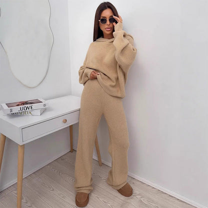 Damen Strick-Loungewear-Set Oversized Pullover Weite Hose Norvielle