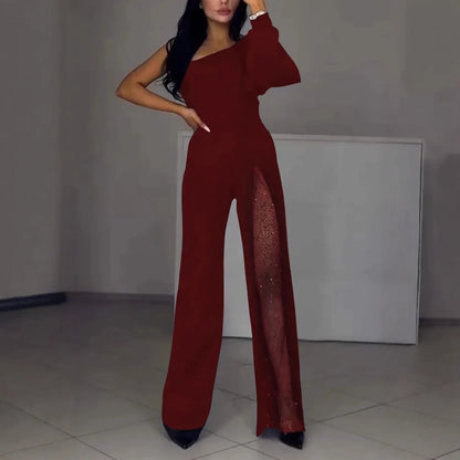 Damen Jumpsuit Elegantes Design Transparenzdetails