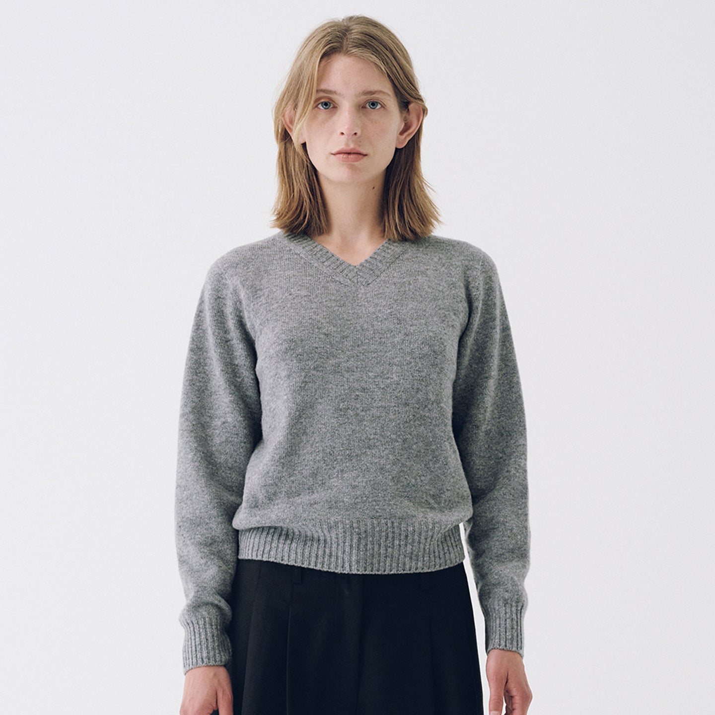 Damen Feinstrickpullover V-Ausschnitt Breites Bündchen