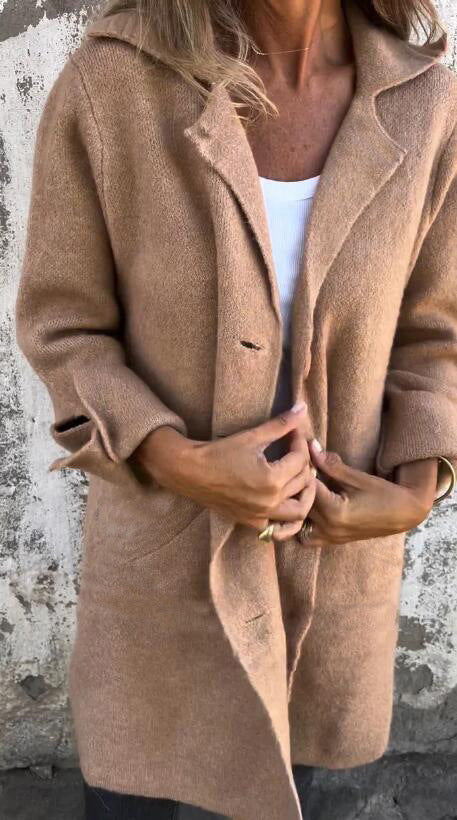 Damen Wolljacke Oversize Lang
