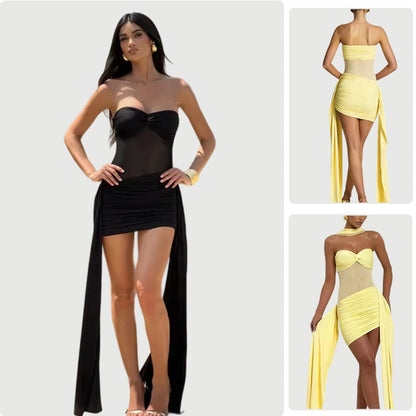 Damen Badeanzug Schulterfrei Elegantes Design Norvielle - Norvielle