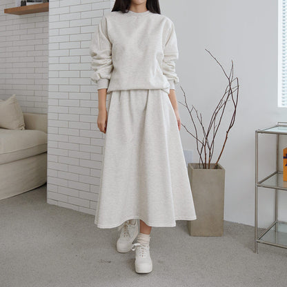 Damen Sweatshirt Set mit Maxi-Rock und Taschen Eleganter Schnitt