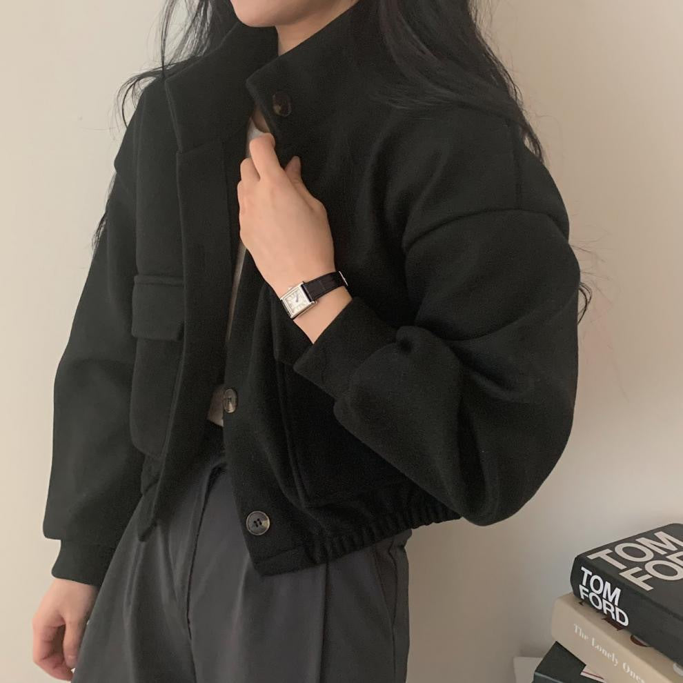Damen Wollmix Jacke Oversized Lässig