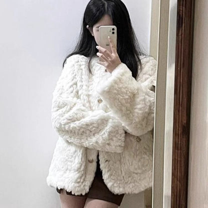 Damen Strickjacke Weiches Plüsch Norvielle