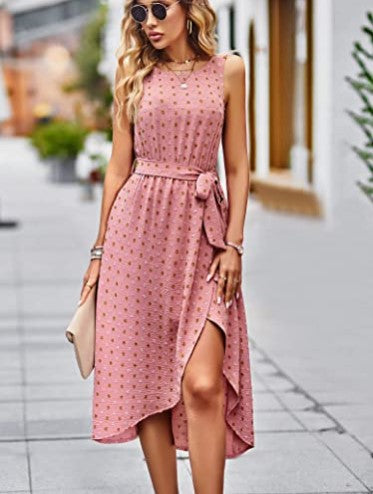 Damen Wickelkleid Glänzende Punkte Taillengürtel