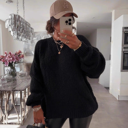 Damen Strickpullover Luftiger Look Voluminöse Ärmel Norvielle