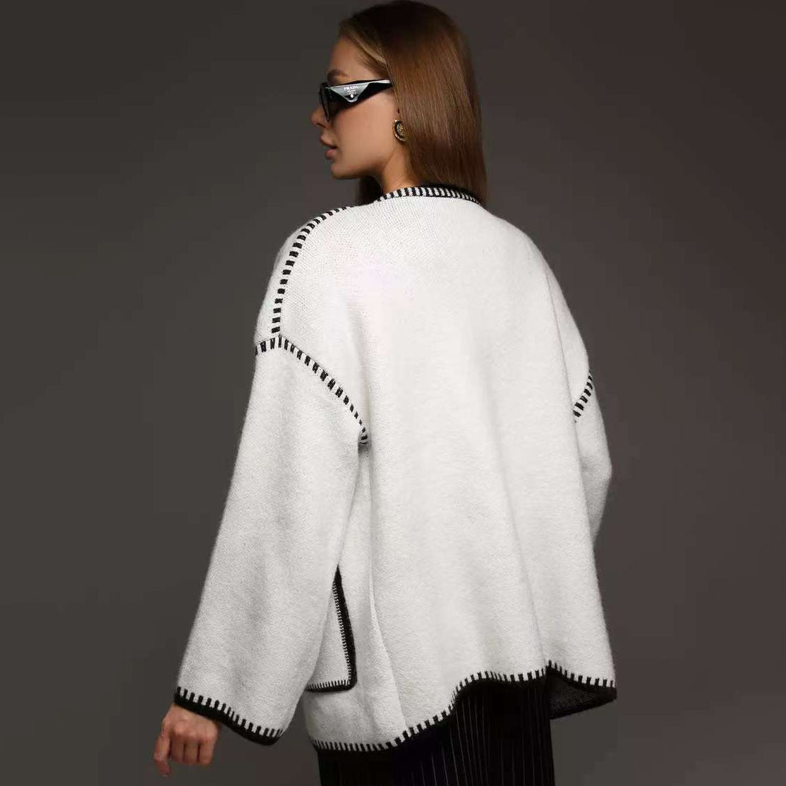 Damen Strickjacke Breite Ärmel Taillengürtel Norvielle