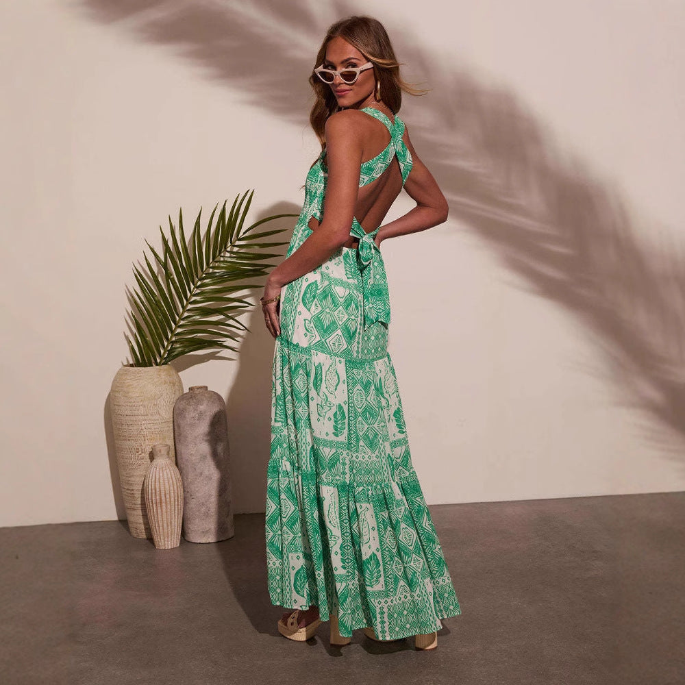 Damen Maxikleid Schulterfrei Floralmuster Norvielle
