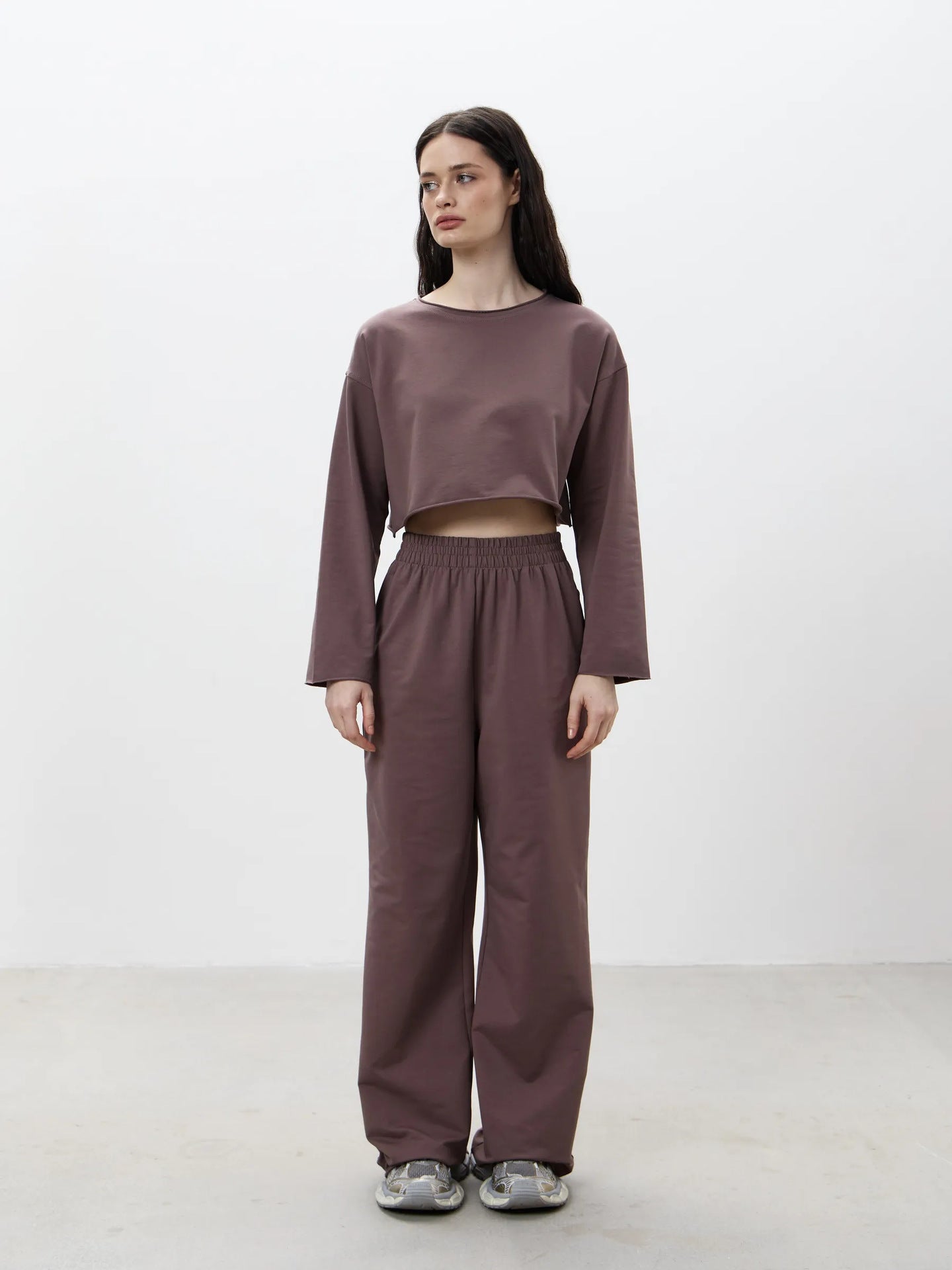 Damen Sweatshirt Set Komfortabel Cropped mit Jogginghose Norvielle