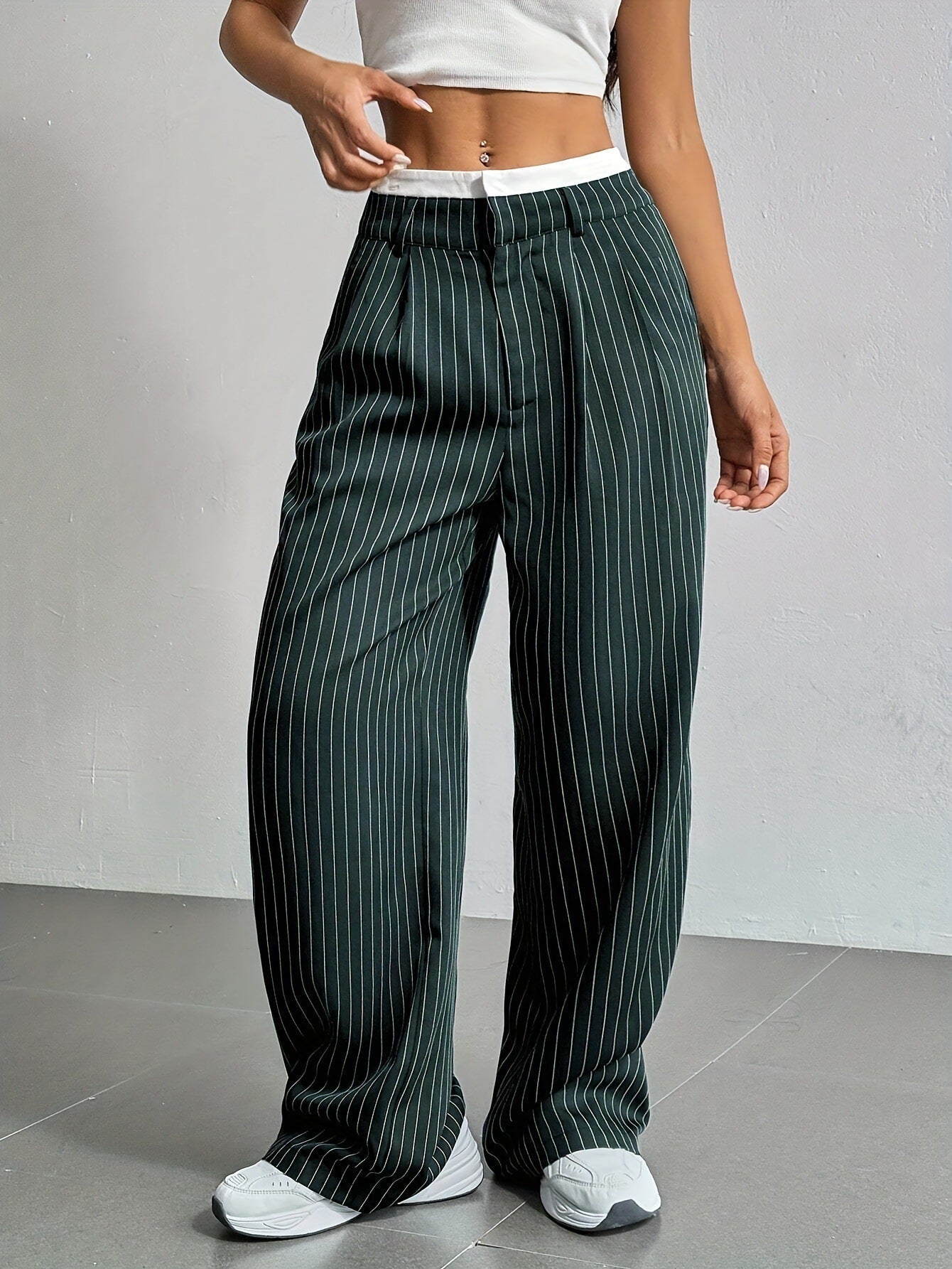 Damen Hochwasserhose Klassisch Schräge Taschen Norvielle