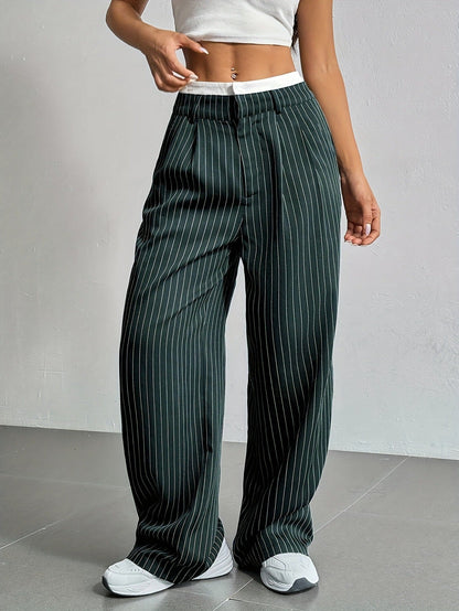 Damen Hochwasserhose Klassisch Schräge Taschen Norvielle