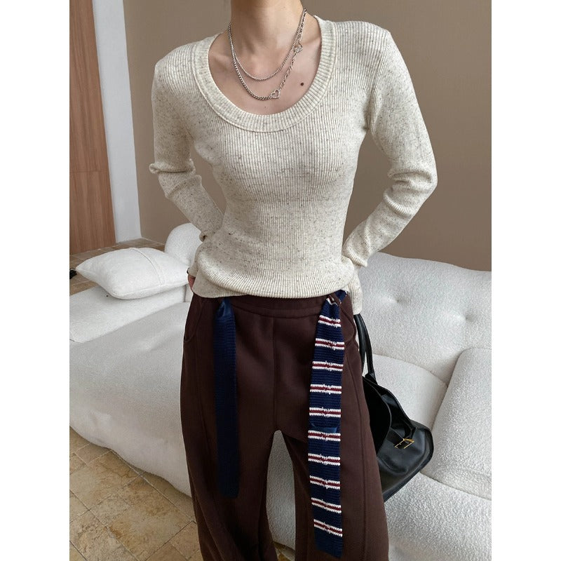 Damen Strickpullover V-Ausschnitt Rippdetails Norvielle