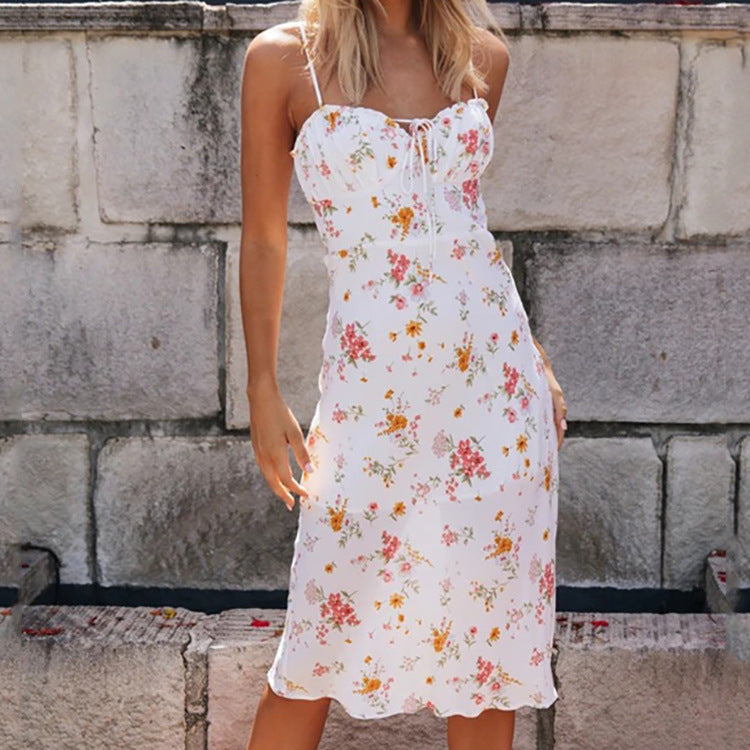 Damen Midikleid Figurnah Blumenmuster Schmal Schnitt Raffung