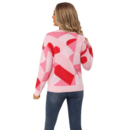 Damen Pullover Geometrisches Muster Norvielle