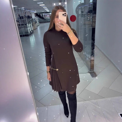 Damen Kleid Falten-Design Gurt Norvielle