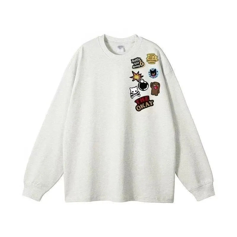 Damen Langarmshirt Originelle Applikationen Norvielle