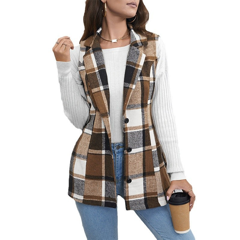 Damen Karoveste Slim Fit mit Taschen Norvielle
