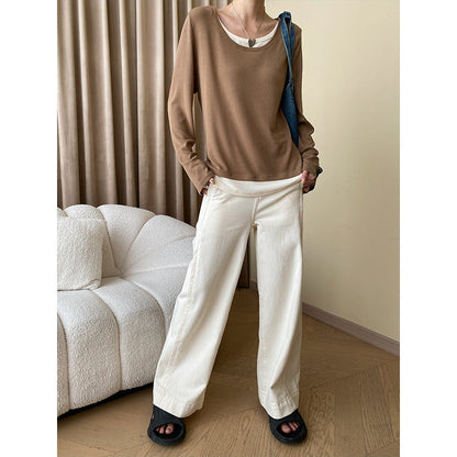 Damen Langarmshirt Weiter Halsausschnitt Norvielle